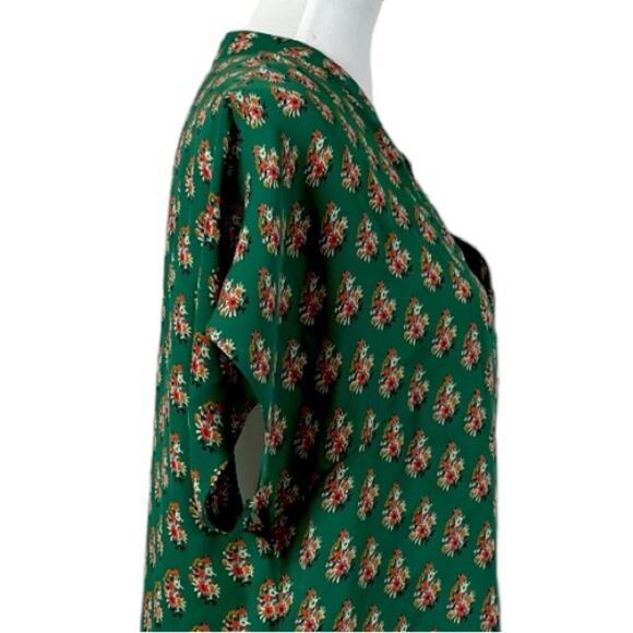 Cabi Blouse Popover V-neck Green Pink Multi Floral Print 3262 Women’s Size Large - Picture 8 of 11